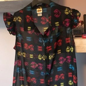 Harajuku girls sheer bow shirt. Never been worn!